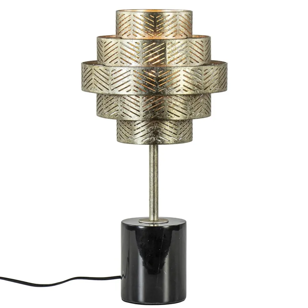 Tafellamp Vegas oud zilver/marmer zwart