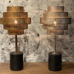 Tafellamp Vegas oud zilver/marmer zwart