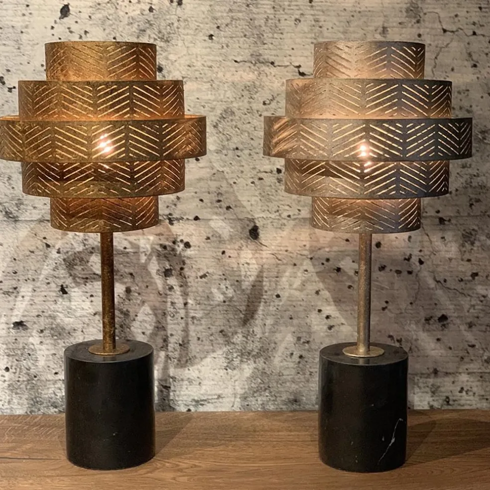 Tafellamp Vegas oud zilver/marmer zwart