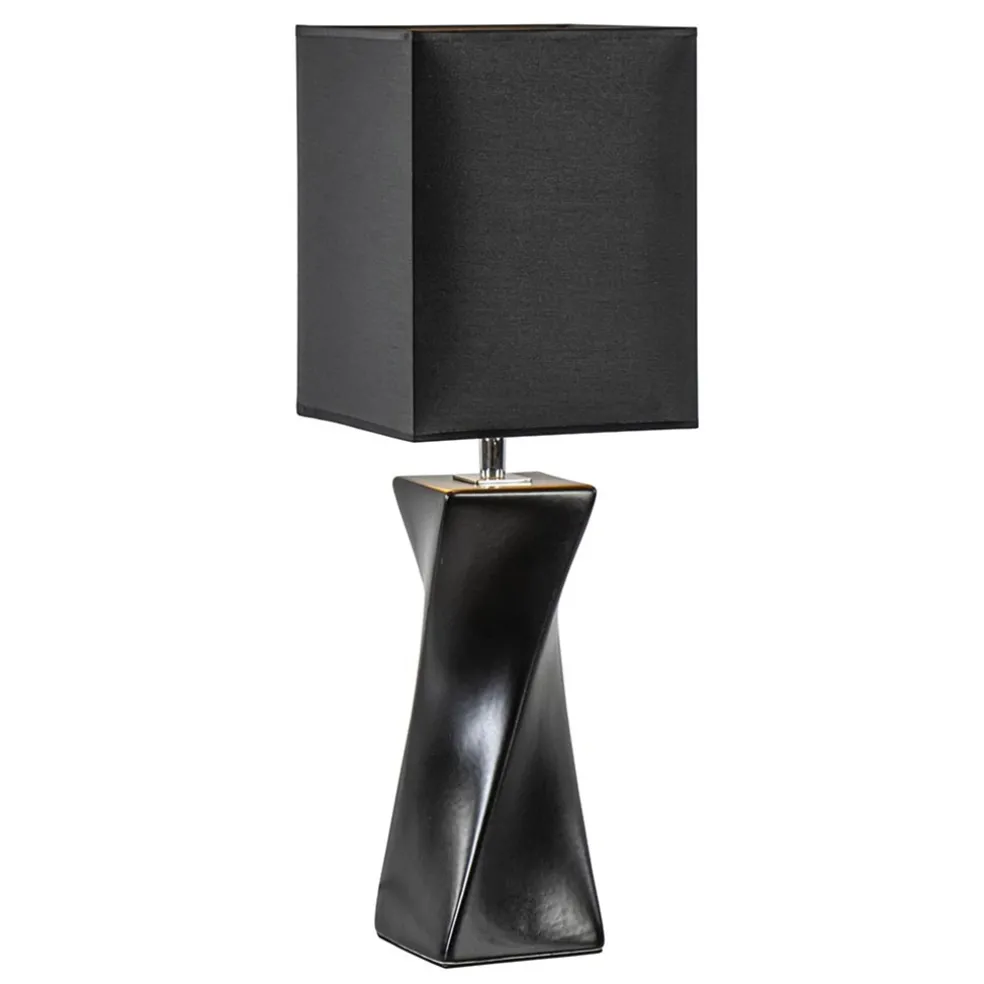 Tafellamp zwart keramiek inclusief kap zwart/goud