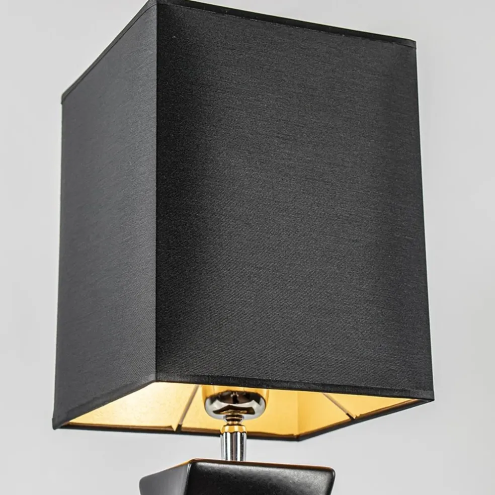 Tafellamp zwart keramiek inclusief kap zwart/goud