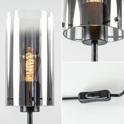 Tafellamp zwart met cilinder kap smoke gradiënt