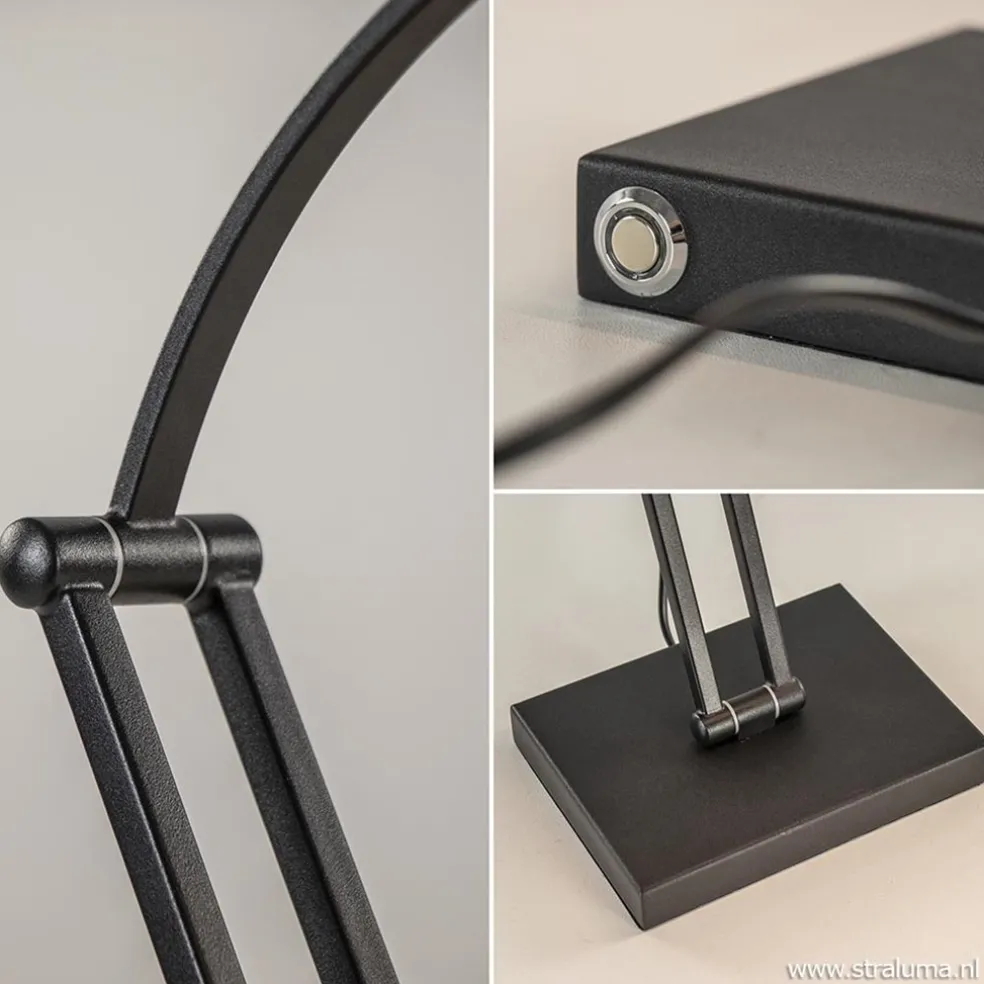 Tafellamp zwart "piano" model+touchdim.