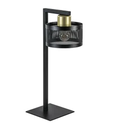 Tafellamp zwart/goud met ronde kap