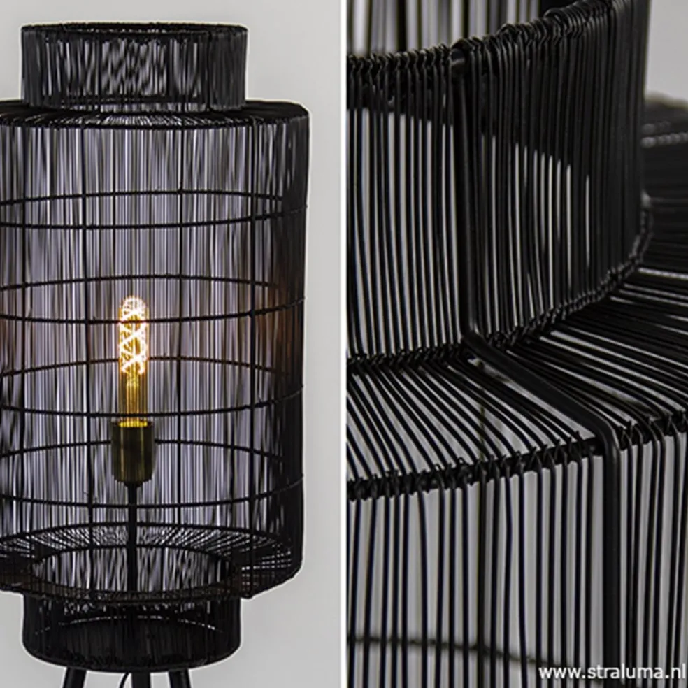 Trendy draad-vloerlamp Gruaro zwart