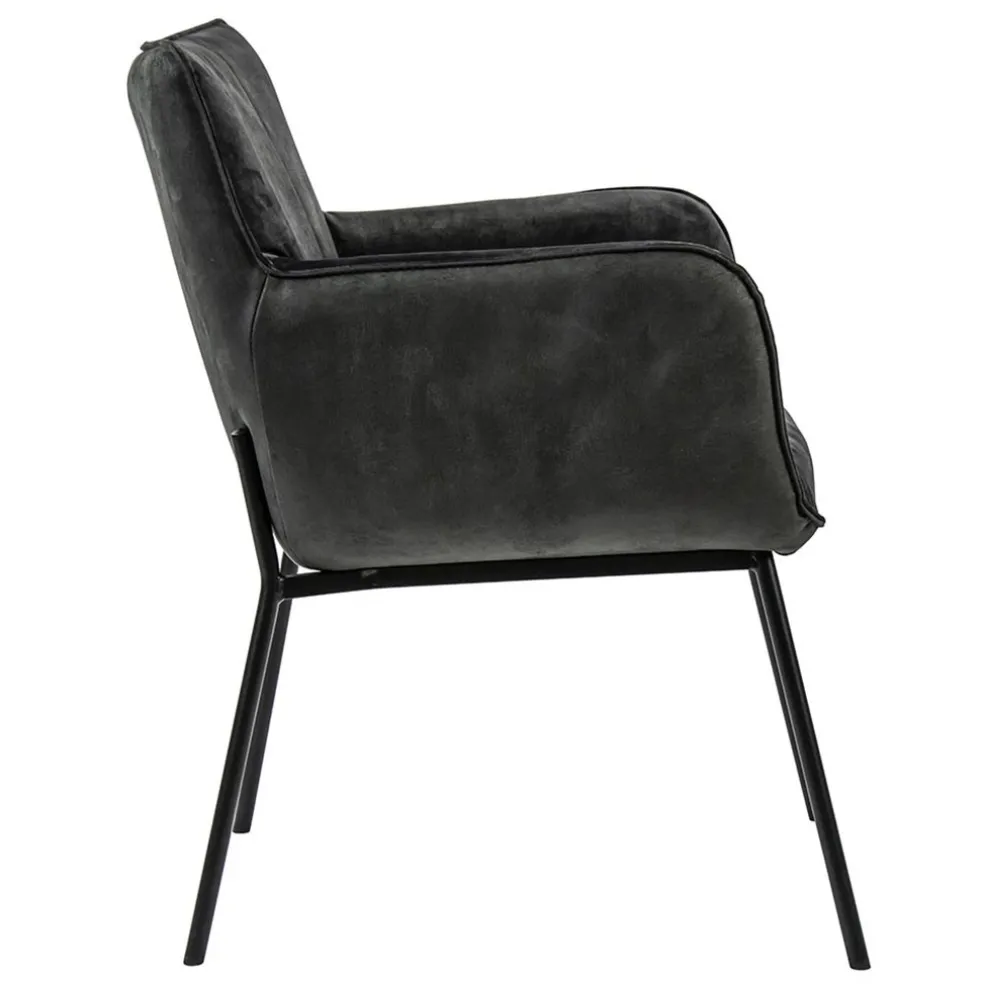 Trendy eetkamerstoel velours antraciet met armleuning