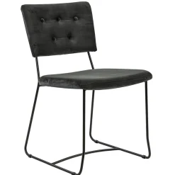 Trendy eetkamerstoel velvet grijs met metalen poot