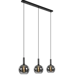 Trendy hanglamp met smoke/titanium glazen bollen