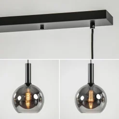 Trendy hanglamp met smoke/titanium glazen bollen