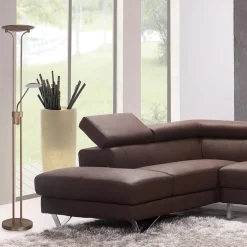 Uplighter brons LED Luna leesarm, dimmer