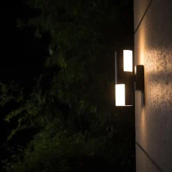 Verstelbare LED buitenlamp 2-lichts cilinder donker grijs