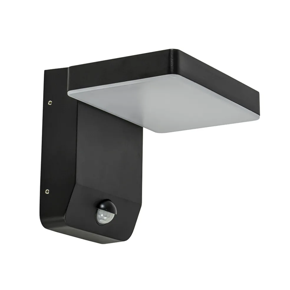 Verstelbare LED buitenlamp zwart IP54 met sensor