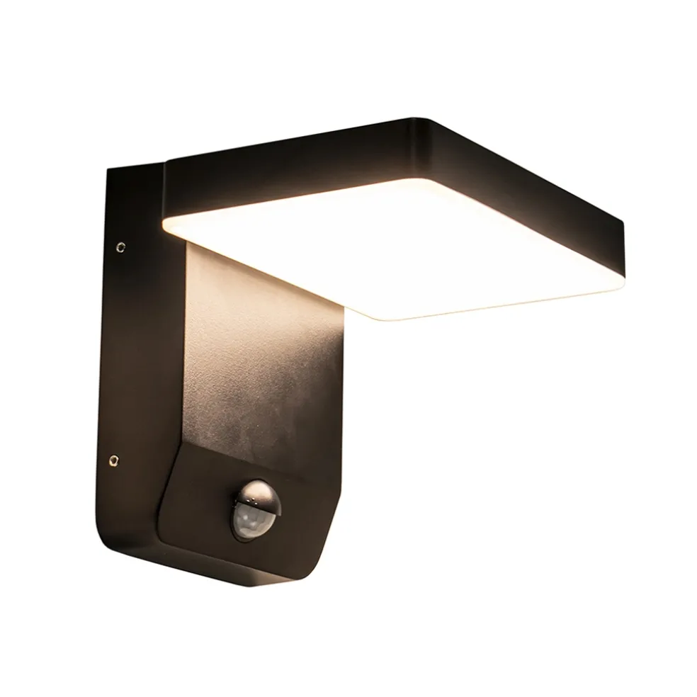 Verstelbare LED buitenlamp zwart IP54 met sensor