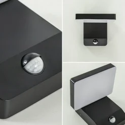 Verstelbare LED buitenlamp zwart IP54 met sensor