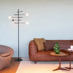 Verstelbare 5-lichts LED vloerlamp zwart dimbaar