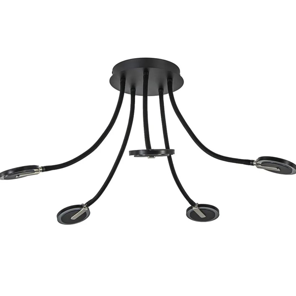 Verstelbare 5-lichts plafondlamp LED met smoke glas