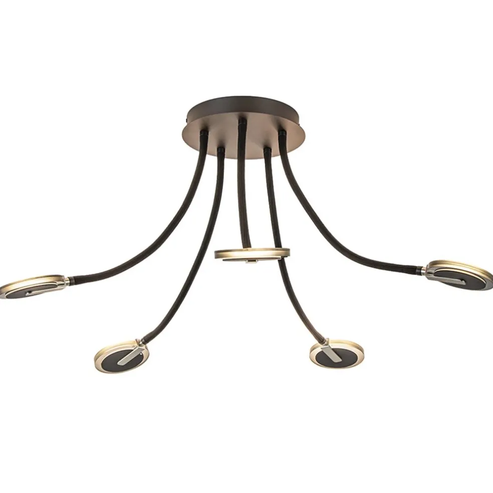 Verstelbare 5-lichts plafondlamp LED met smoke glas