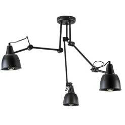 Verstelbare 3-lichts plafondlamp met zwarte kappen