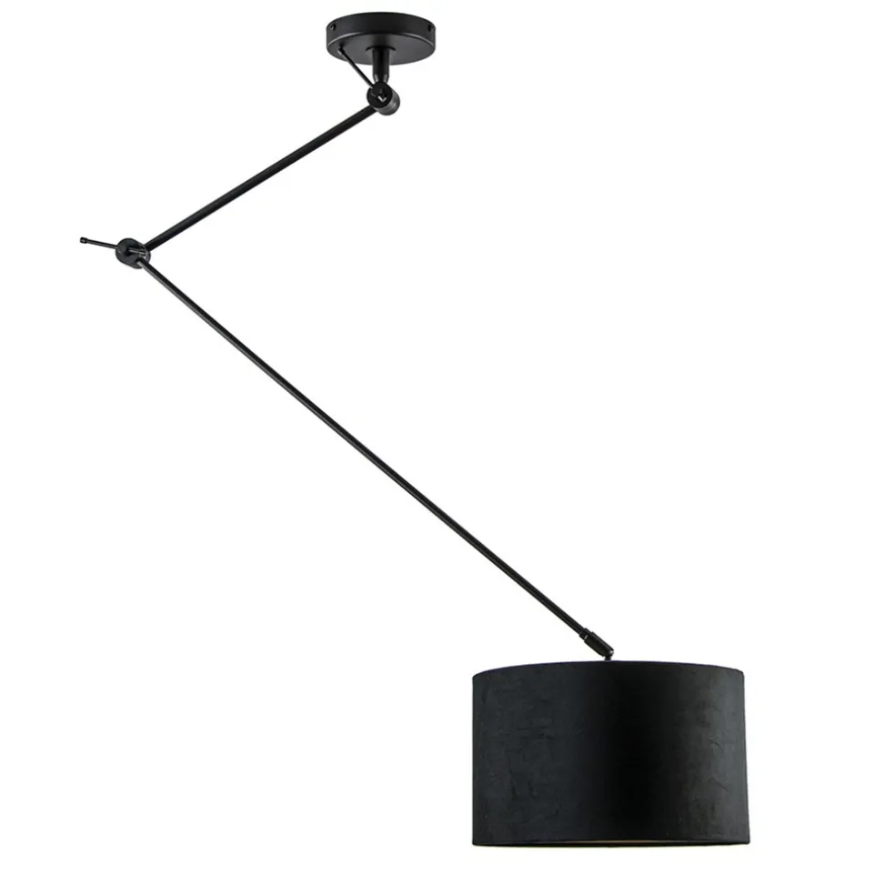 Verstelbare plafondlamp zwart met velourse kap