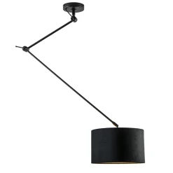 Verstelbare plafondlamp zwart met velourse kap