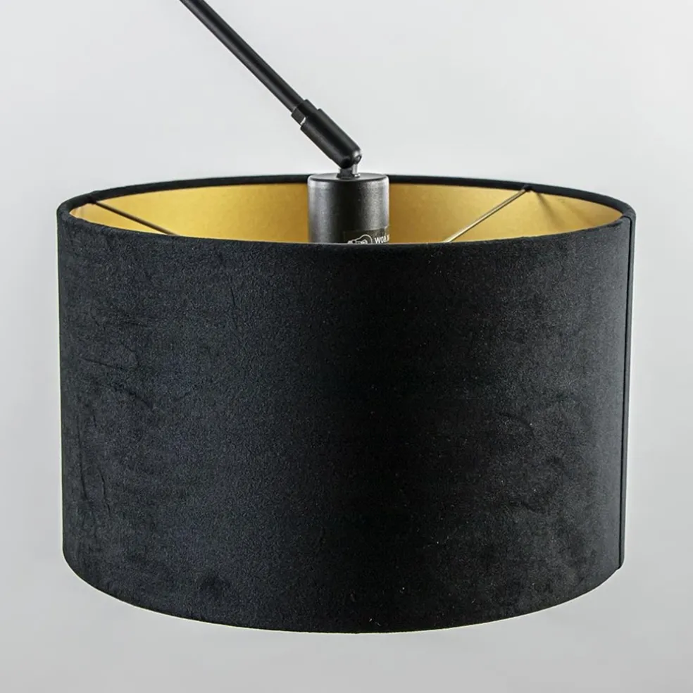 Verstelbare plafondlamp zwart met velourse kap