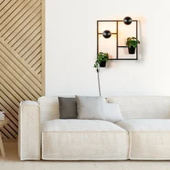 Vierkant wandrek met plantenpotten en E27 fittingen