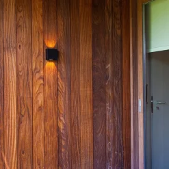 Vierkante LED buitenlamp wand zwart up+down