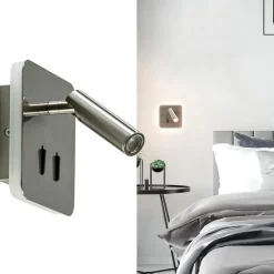 Vierkante LED wandlamp met verstelbare spot