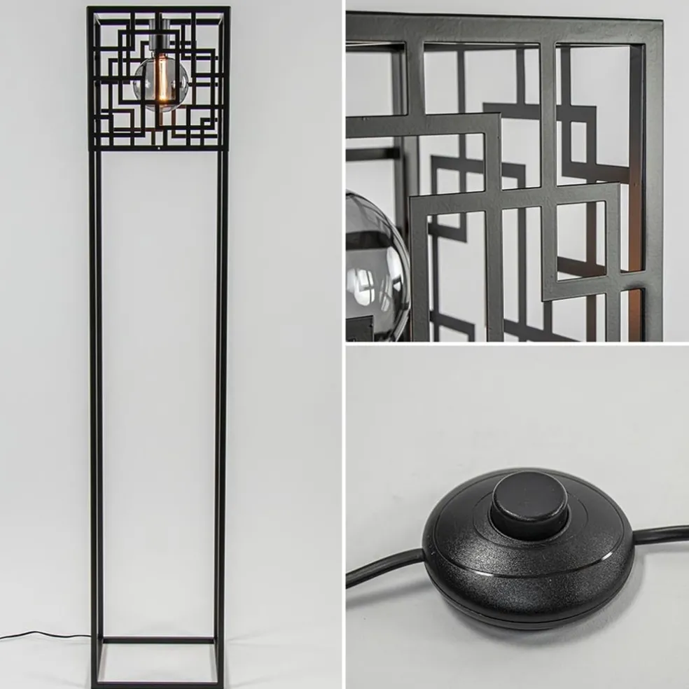Vierkante vloerlamp mat zwart metaal