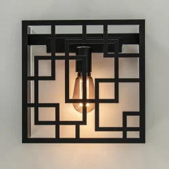 Vierkante wandlamp zwart metaal