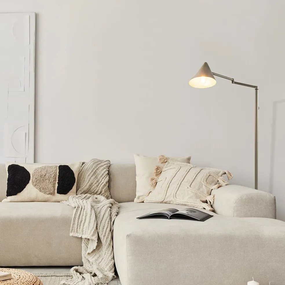 Vintage vloerlamp verstelbaar zandkleurig