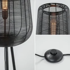 Vloerlamp Adeta driepoot draad zwart