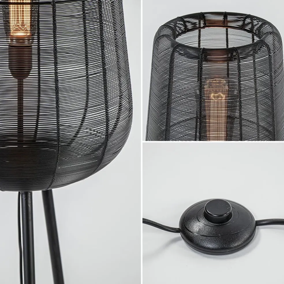 Vloerlamp Adeta driepoot draad zwart