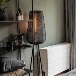 Vloerlamp Adeta driepoot draad zwart