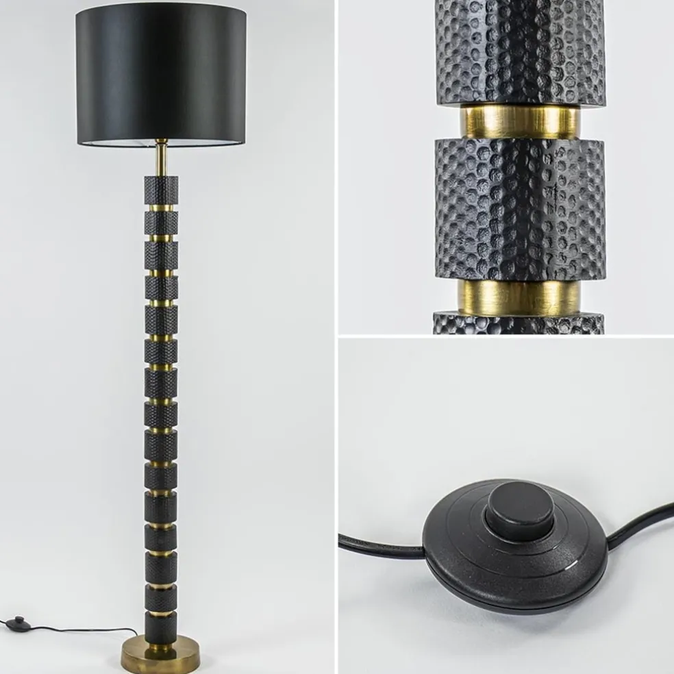 Vloerlamp Azoyu zwart/brons exclusief kap