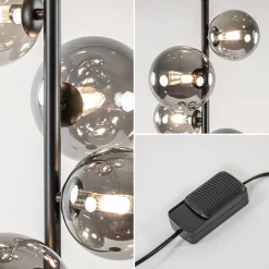 Vloerlamp Calcio 6l zwart + smoke glas