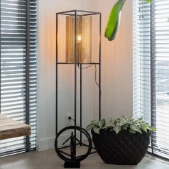 Vloerlamp Frame zwart/goud