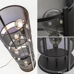 Vloerlamp 4L cilinder gaas zwart