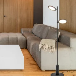 Vloerlamp 2-lichts zwart inclusief 3-standen dimbaar LED