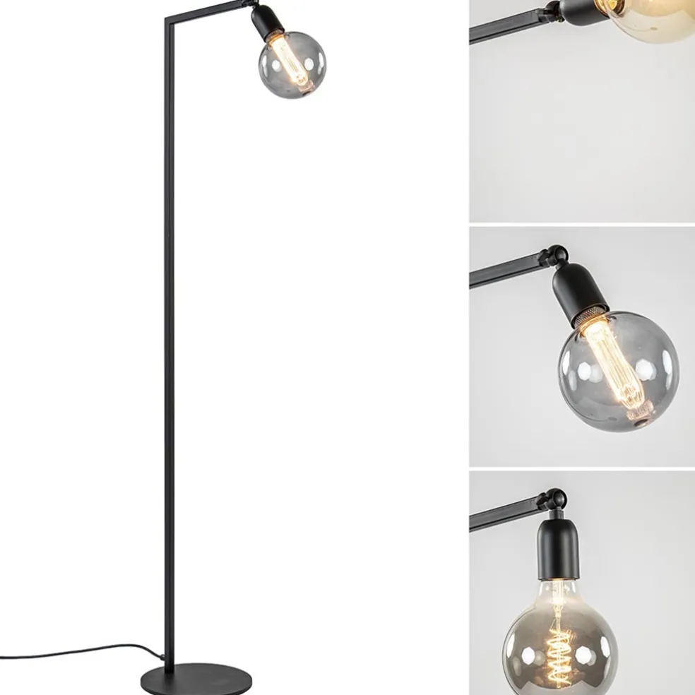 Vloerlamp Tube zwart basic met verstelbare pendel