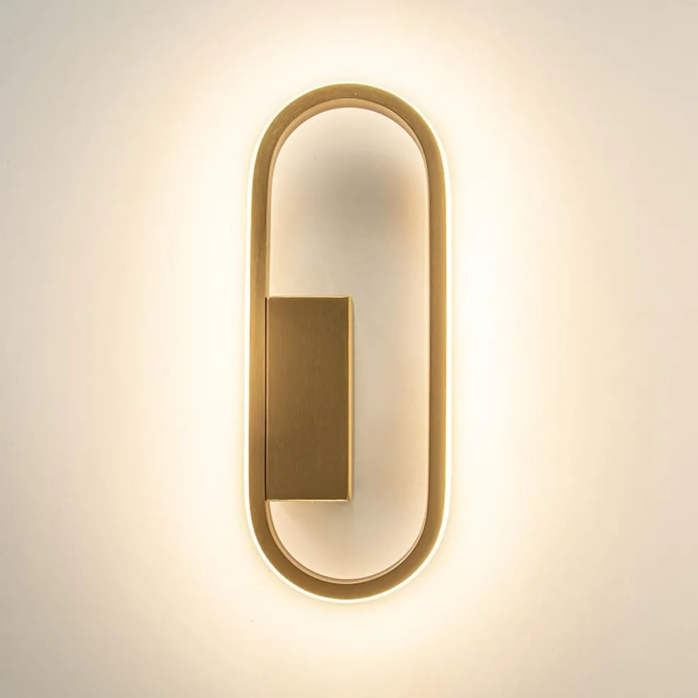 Wandlamp Anello ovaal matgoud 2700k dim.