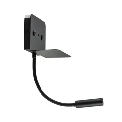 Wandlamp bed zwart flex + USB charger
