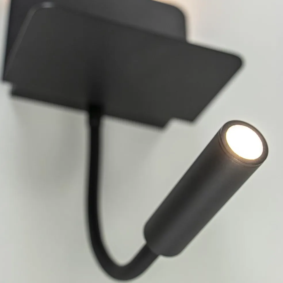 Wandlamp bed zwart flex + USB charger