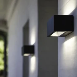 Wandlamp breed up+down antraciet IP54