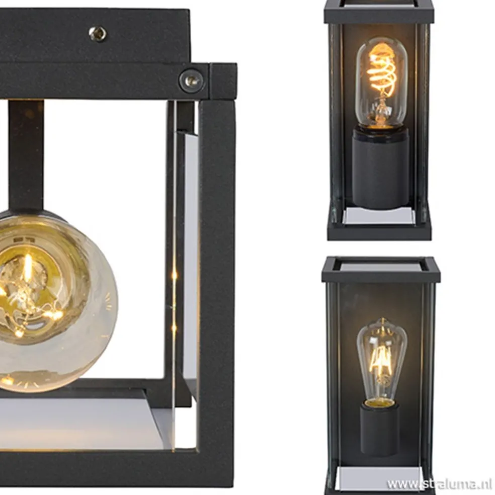 Wandlamp buiten antraciet/glas IP54