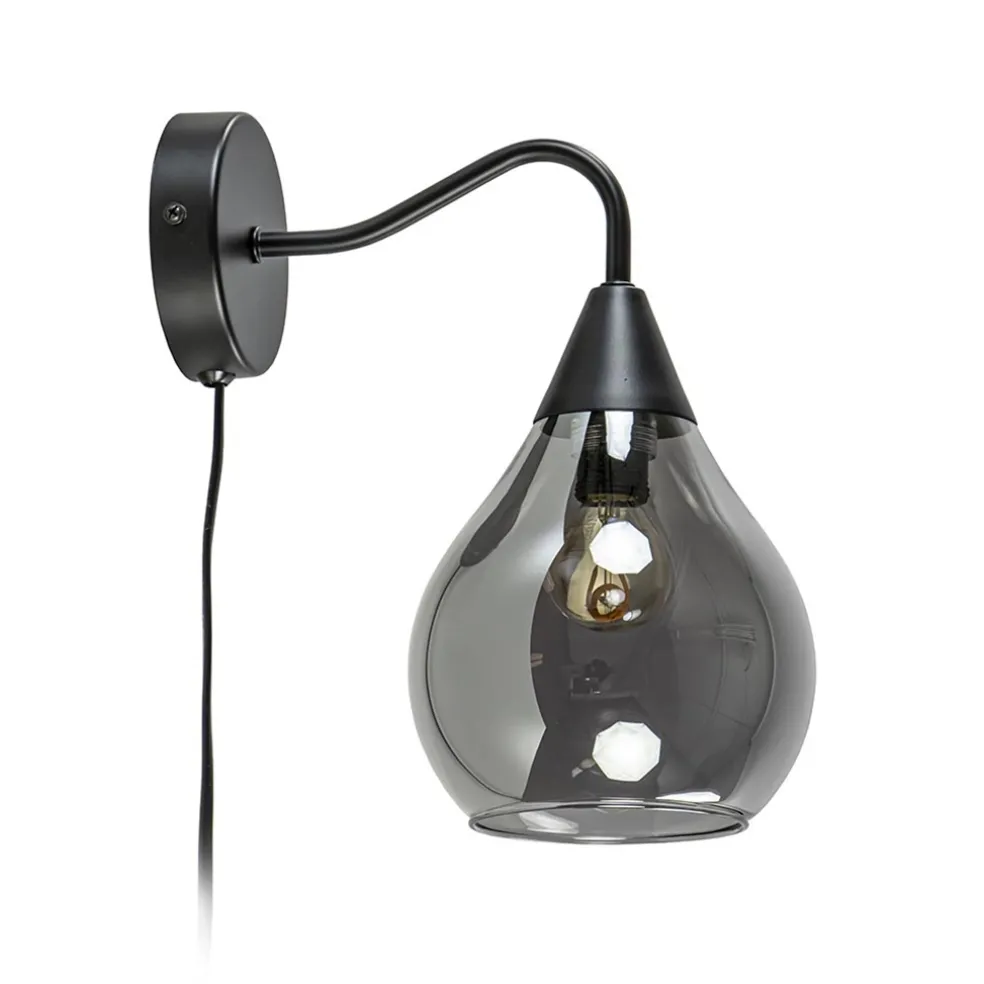 Wandlamp Cambio zwart + smoke glas