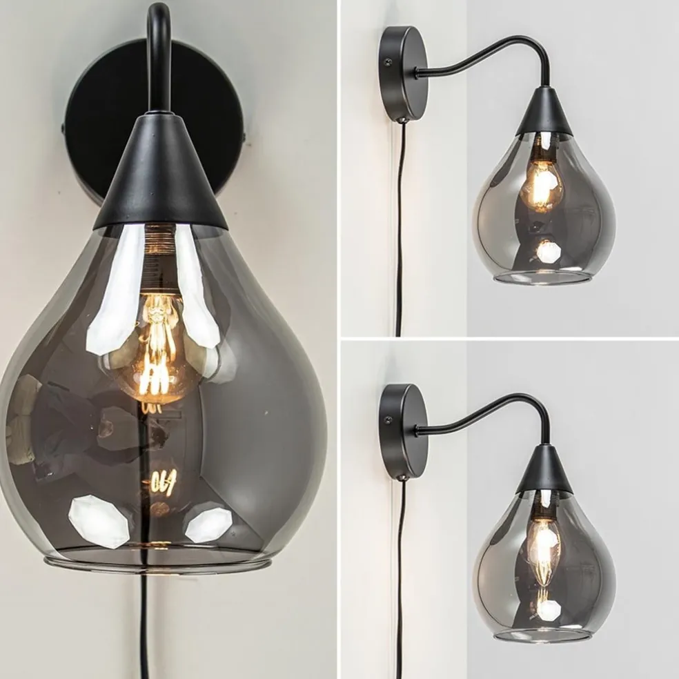 Wandlamp Cambio zwart + smoke glas