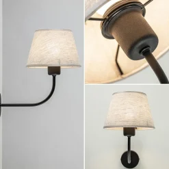 Wandlamp Chicago zwart/zandkleur kap