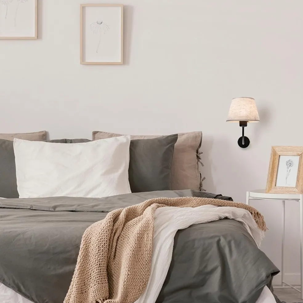 Wandlamp Chicago zwart/zandkleur kap