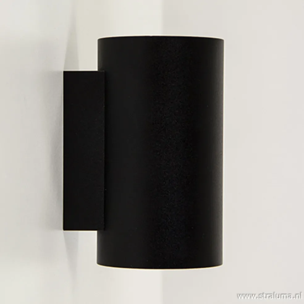 Wandlamp cilinder zwart up+down gu10